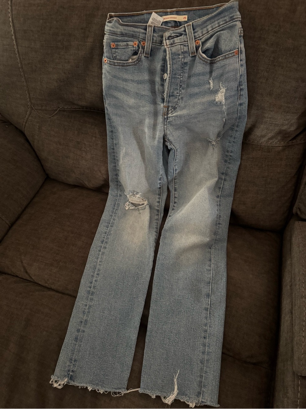 Levi's Light Blue Straight-Leg Distressed Jeans